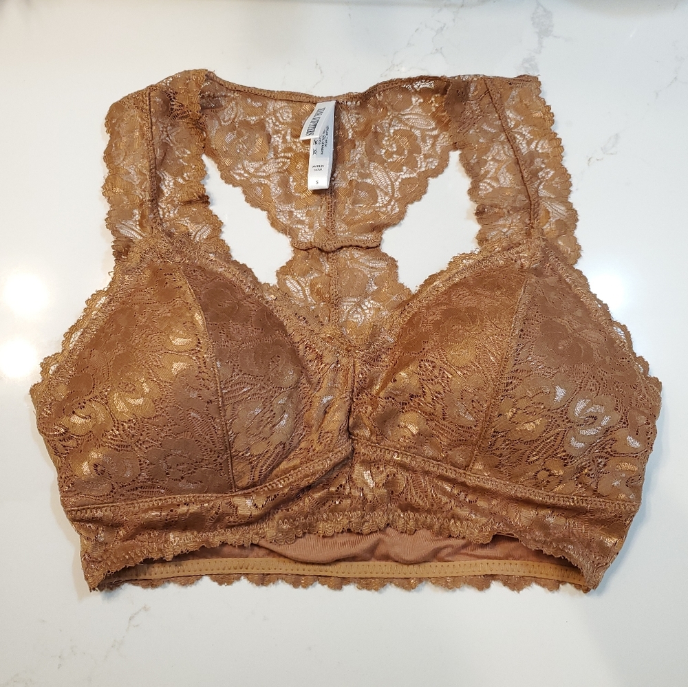 NWOT Tan Neutral Lace Bralette Racer Back